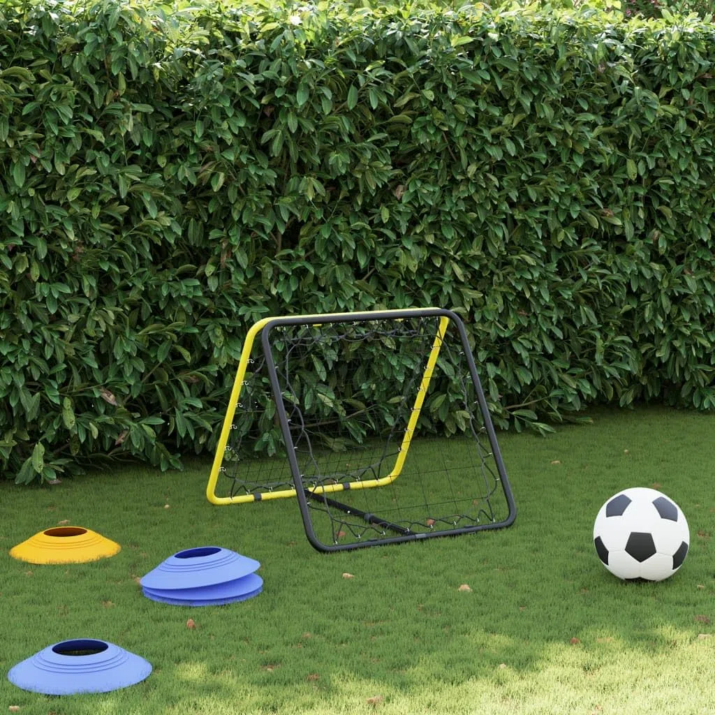 Parete di rimbalzo per calcio, su entrambi i lati, regolabile, giallo/nero, telaio in acciaio per allenamento, tiro e coordinazione