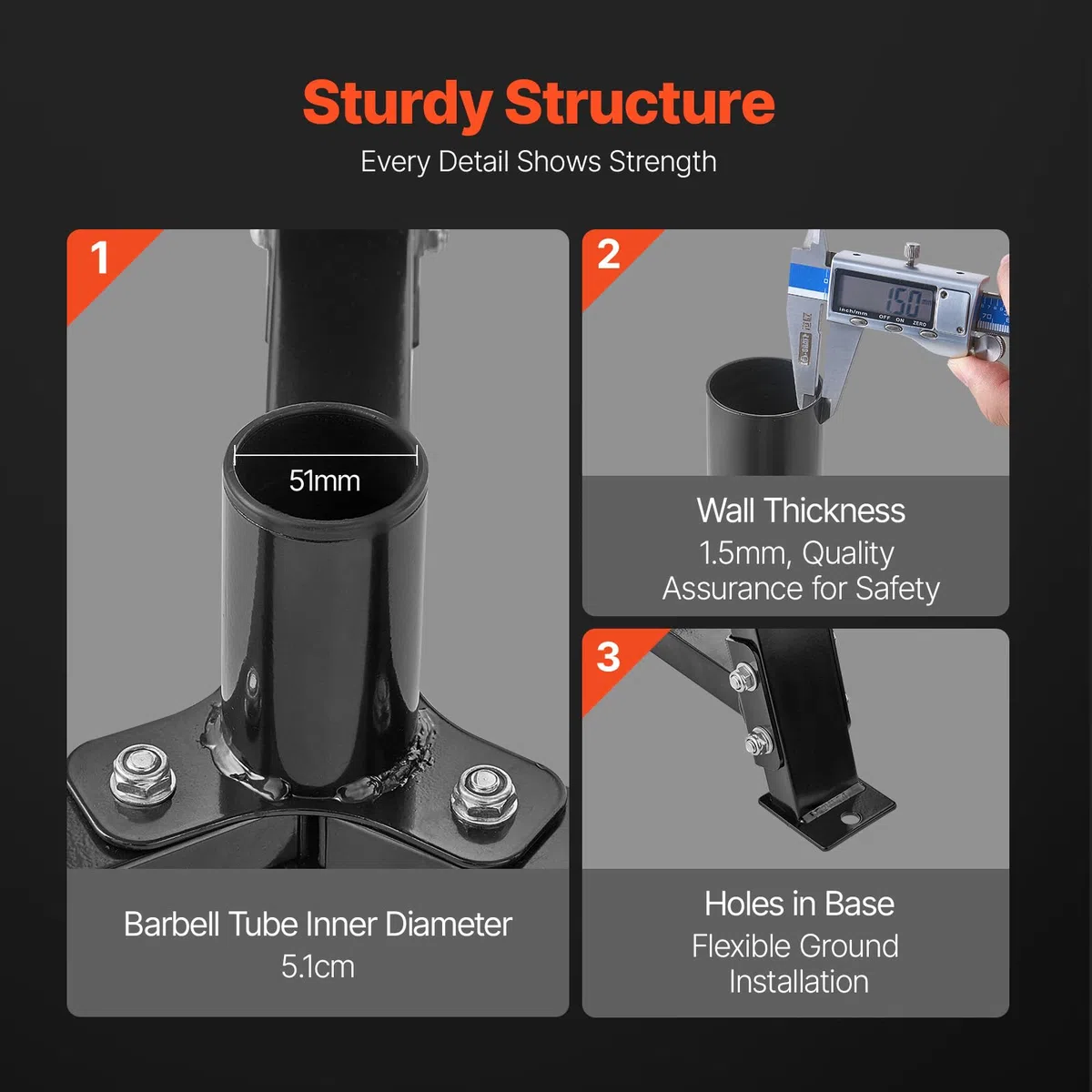 VEVOR Supporto per disco Pesi, Nero, Albero per disco Standard da 50,8 mm, Capacità di Carico 136 kg, Porta Pesi, Supporto per Bilanciere per Palestra Domestica
