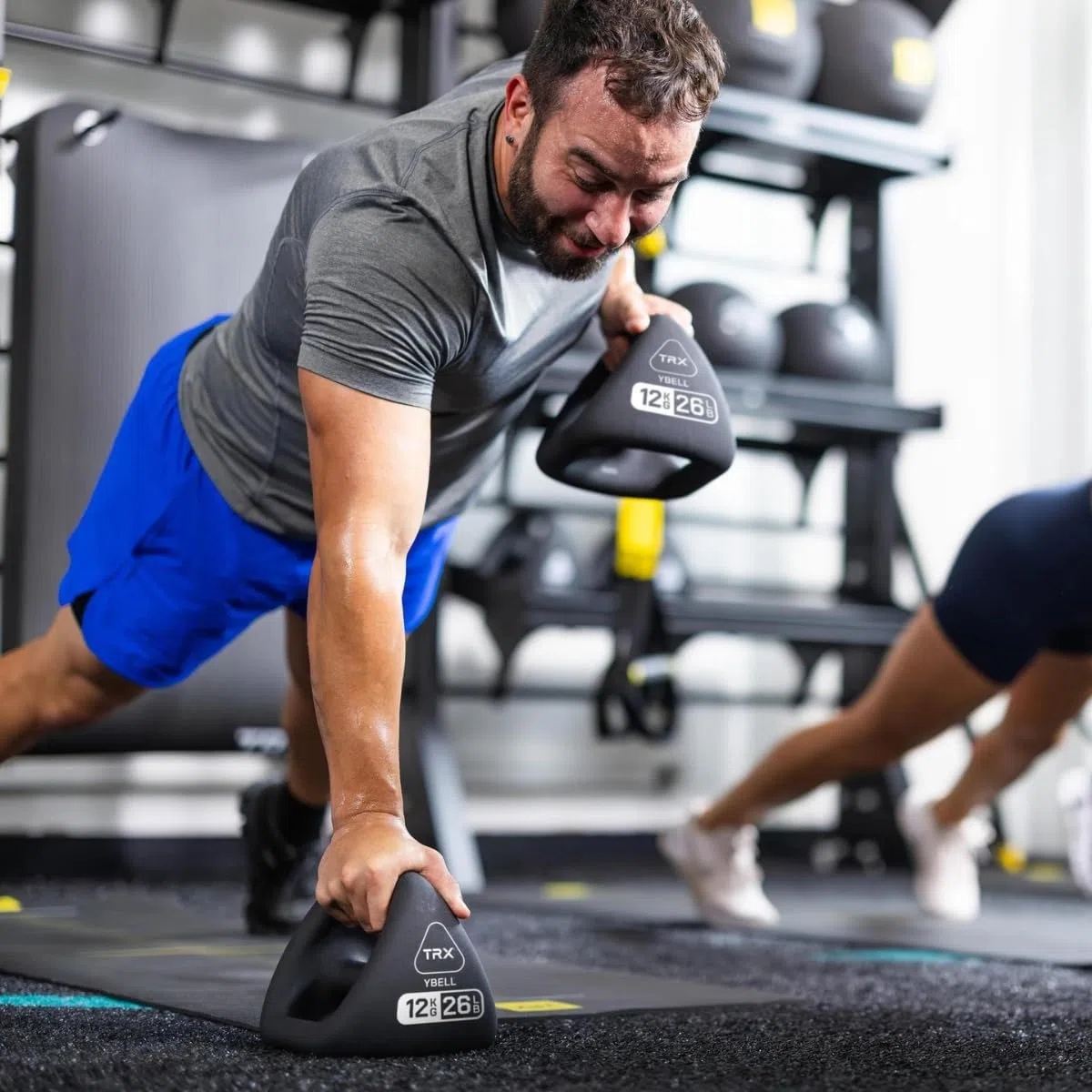 YBell Kettlebell 3 in 1 con kettlebell, manubri e barra per flessioni – Kettlebell per allenamento di forza superficiale di grado commerciale