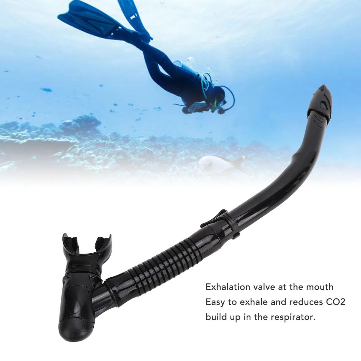 Immersione subacquea, boccaglio semi asciutto in silicone ABS per immersioni con valvola di espirazione per adulti