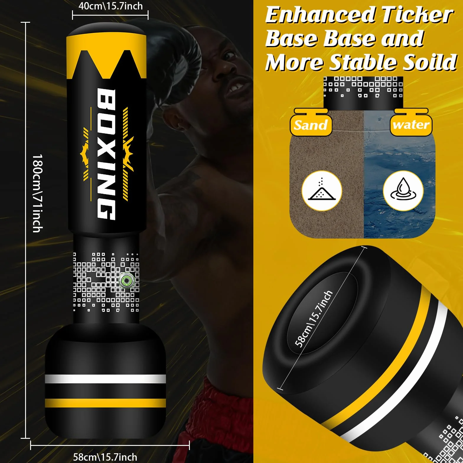 NZQXJXZ Sacco da boxe 2 in 1 per adulti, 180 cm autogonfiante, pesante con guantoni da boxe e pompa ad aria integrata, per allenamento MMA, Muay Thai, fitness, principianti