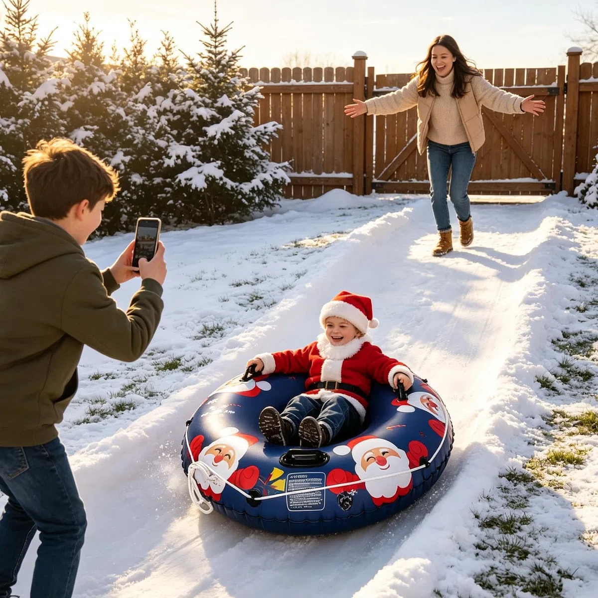 Slittino gonfiabile da neve con maniglie | Slittino da neve per sport, sci all'aperto, salvataggio, sabbia, Natale, avventura, pesca