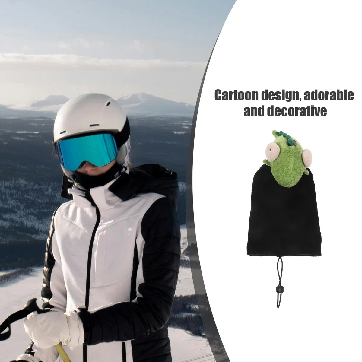 BESTYASH Copricasco da Sci e Snowboard Fodera Imbottita e Stampa Animata, Copertura per Casco Resistente al Vento, per Accessori da Sci Uomo e Donna