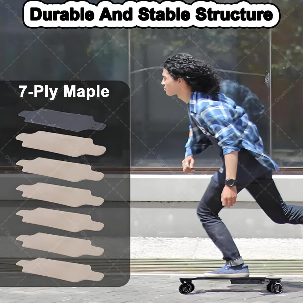 Skateboard elettrici con telecomando, 4 modalità di velocità, velocità massima 25 km/h, autonomia massima 15 km, longboard elettrico in acero a 7 strati per principianti adulti, pendolarismo A