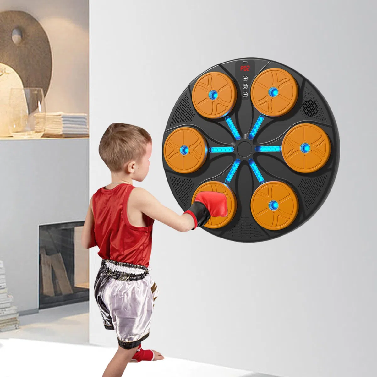 Macchina per Boxe Musicale Allenatore Con 8 Modalità Per Esercizio E | Con RGB Macchina per Allenamento Boxe e Musica Per Donne E Adulti Per Casa, Ufficio, Palestra E Fitness