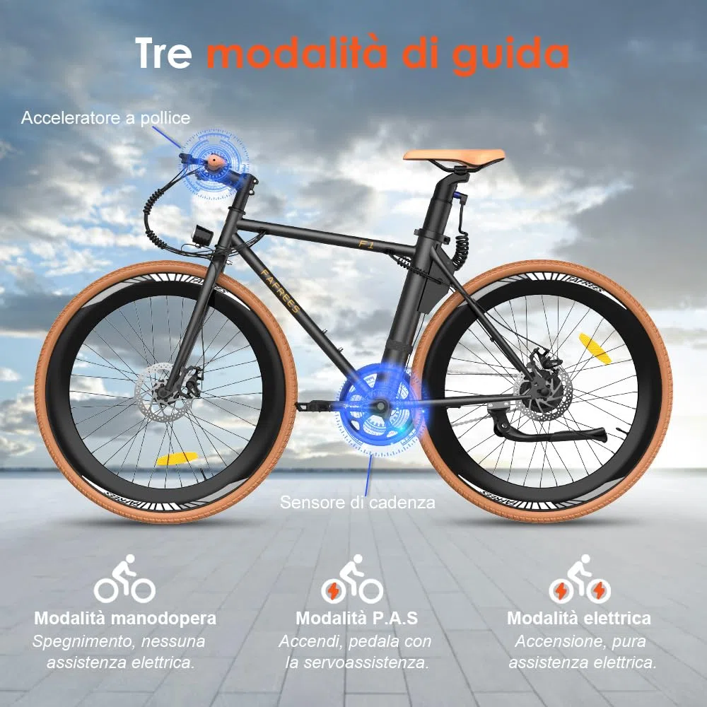 Fafrees F1 Bicicletta elettrica, 700C*38C Bici elettrica da strada, Motore 250W, Battteria 36V 10Ah, Bicicletta elettrica urbana Unisex Adulto, Potenza assistita: 40-60KM