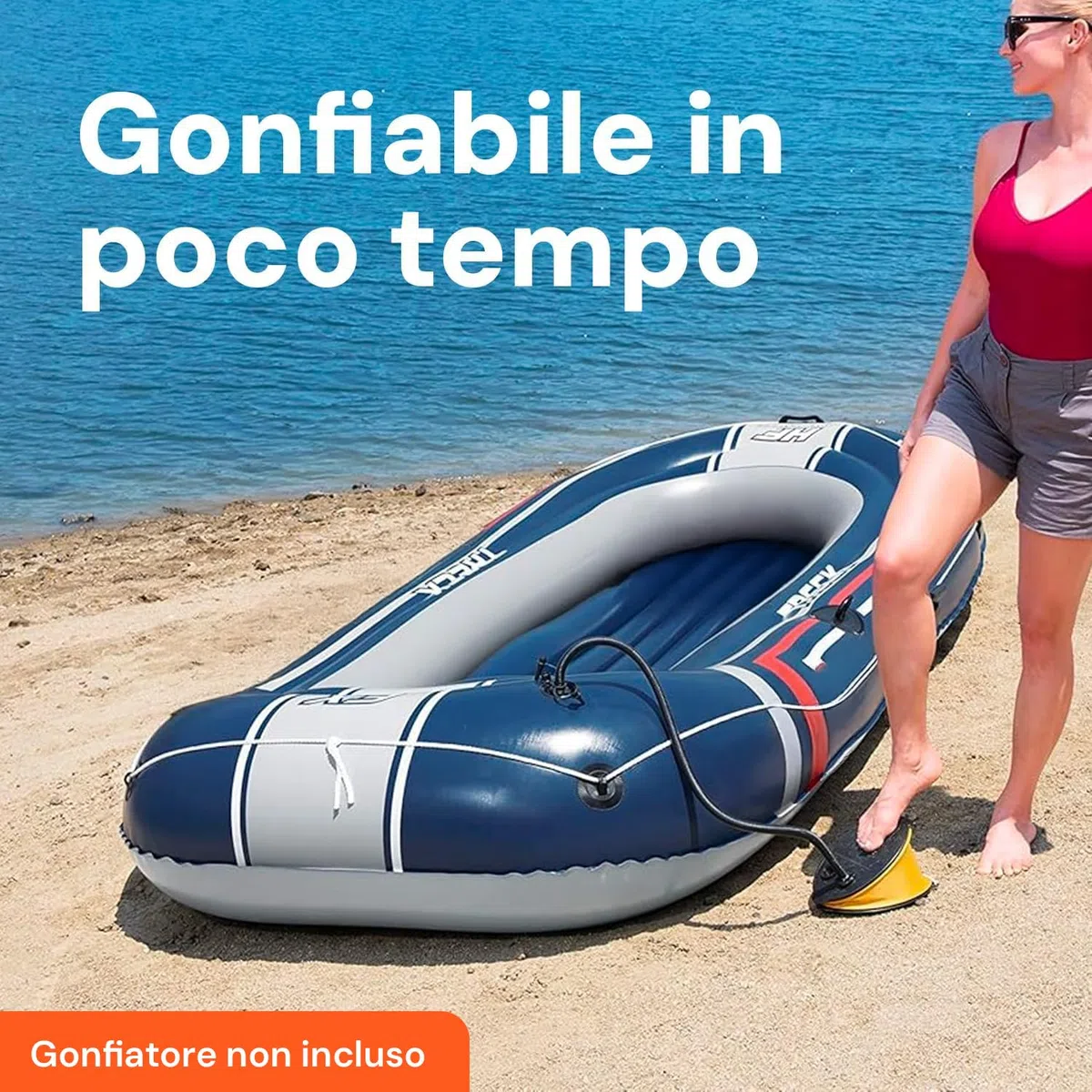 Avilia Gommone Gonfiabile a Remi per 2 Persone - Ideale per Relax e Diventrimento in Spiaggia e al Mare, per Esplorare Fiumi e Grotte - Resistente e Facile da Trasportare con Portata Max 170kg