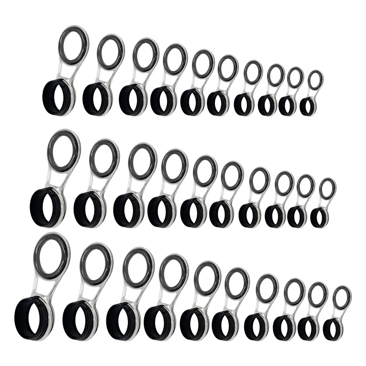 30/20/10pcs Anelli in Ceramica Canna Da Pesca Guide Linea Attrezzatura Outdoor Attrezzatura con Pali Filo Guida In Acciaio Inox Ad Alta Resistenza Guida Pesca Aggiornamento Set Guide In Acciaio Inox
