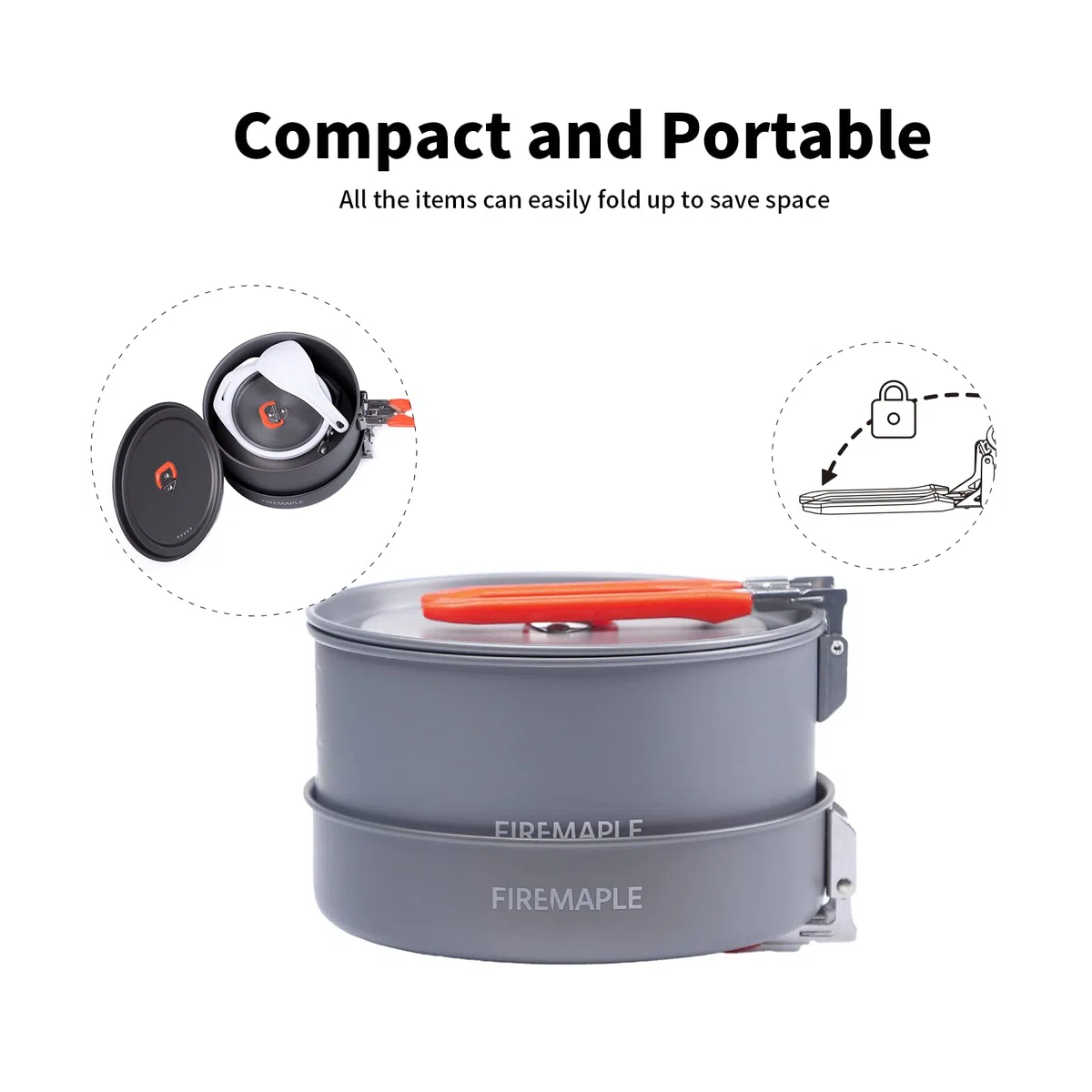 Fire-Maple Feast 2 Pentole Set da Campeggio Utensili da Cucina con Padella, Bollitore, Ciotole Spugna Cottura Kit per Ourdoor Backpacking, Campeggio Escursione Orange
