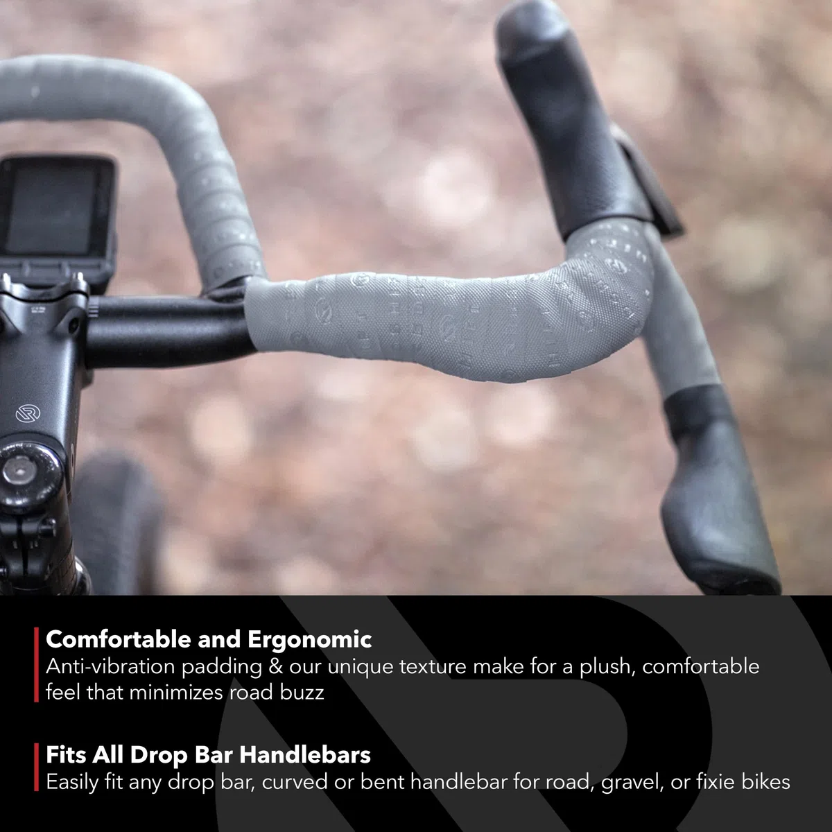 REDSHIFT – Nastro Manubrio Bici da Corsa, Nastro Extra Lungo Adatto a Tutti i Manubri Drop Bar, Migliora Grip e Comfort di Manubri da Corsa, MTB, Gravel e Fixie, Lungo 315cm, Grigio