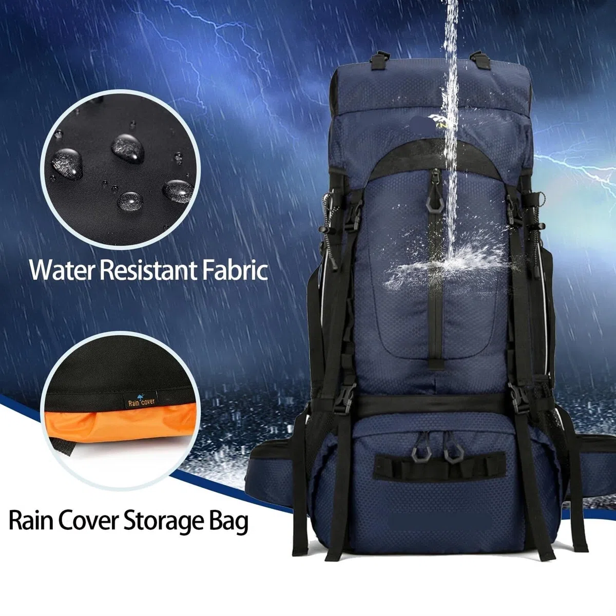 Zaino da Viaggio Sportivo Zaino da Trekking da 75 Litri, Leggero, per Sport all'Aria Aperta, Borsa da Viaggio per Campeggio E Tour per Alpinismo Arrampicata(Dark Blue)
