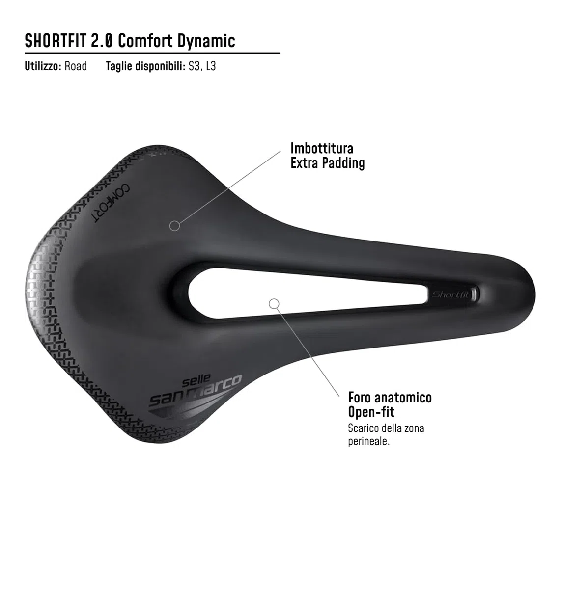 Selle San Marco Shortfit 2.0 Comfort Dynamic - Sella Bicicletta Sella