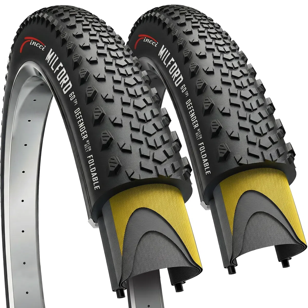 Fincci Kit 2 Copertoni Gravel 700x40c (42-622) – Pneumatici Pieghevoli per Bici Ibrida, Adventure e Touring – Protezione Antiforatura 1mm, 60 TPI – Ideali per Sterrato, Asfalto e Bici Elettrica