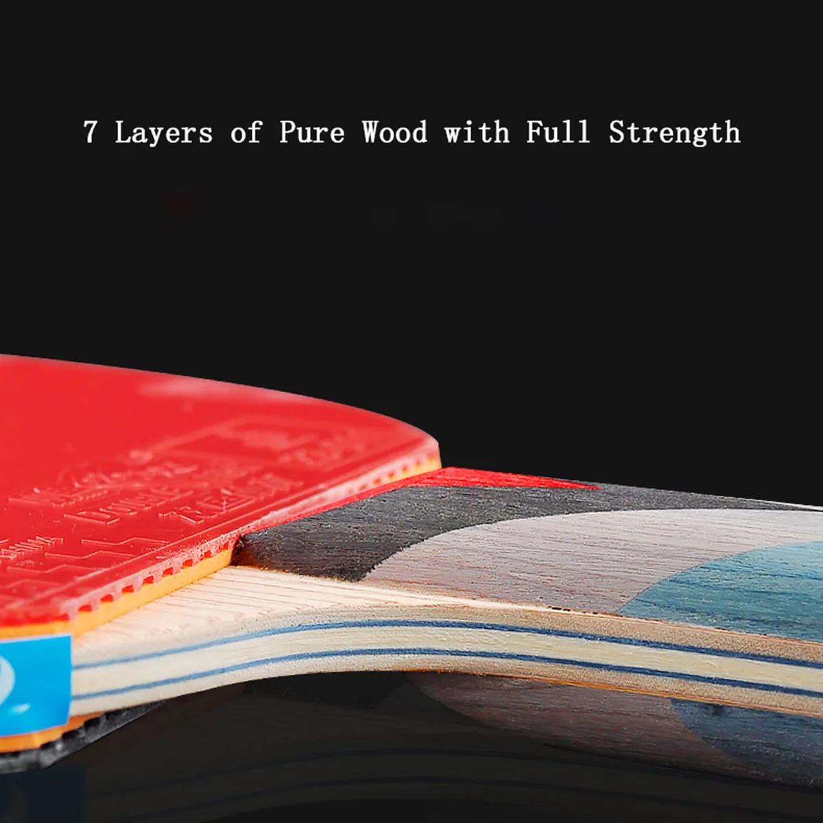 Racchetta da ping pong 4 stelle, 7 strati di legno puro, set(Penhold Grip)