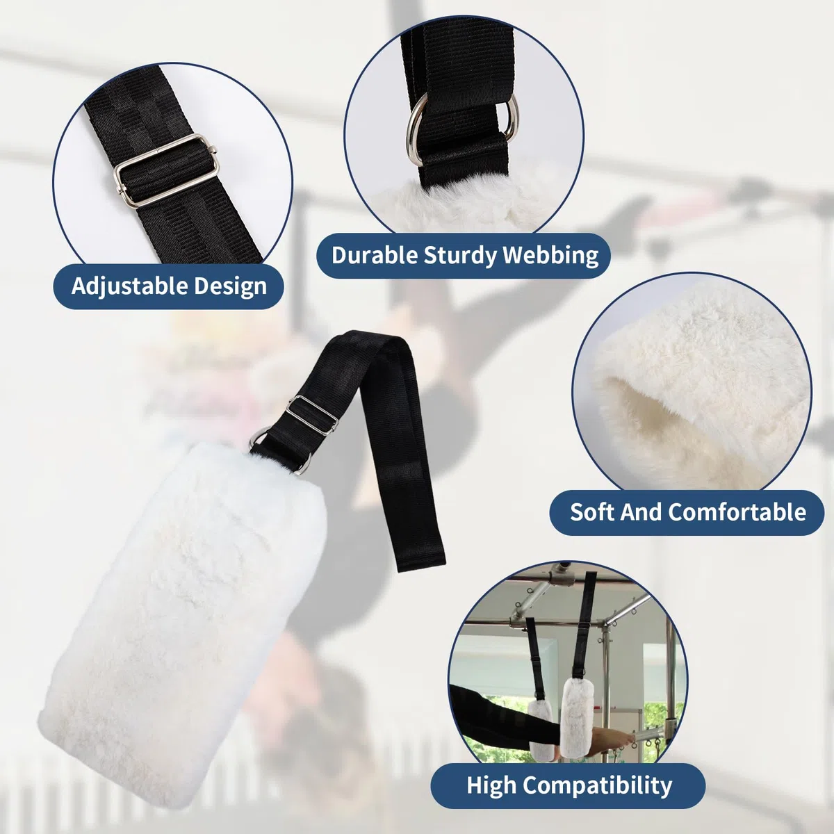 2 cinghie per Pilates Fuzzies, regolabili per Pilates Pilates, polsini in peluche per Pilate Cadillac Reformer, attrezzature per pilate per casa e studio, offrono comfort, stabilità e supporto durante