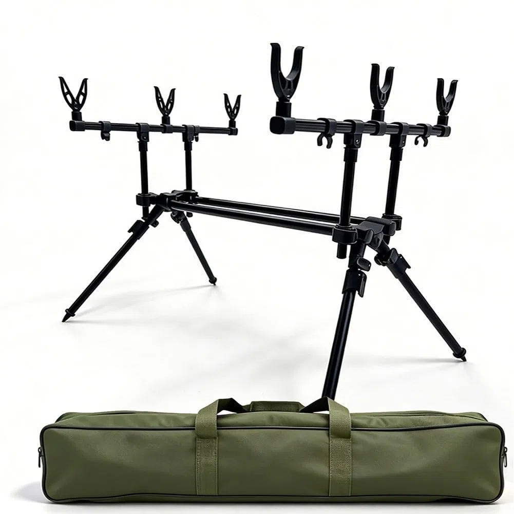 Regolabile Canna Da Pesca Stand 63-110cm Alluminio | Robusta lega di alluminio, tiene saldamente 3 canne, ideale per la pesca alla carpa, base treppiede stabile