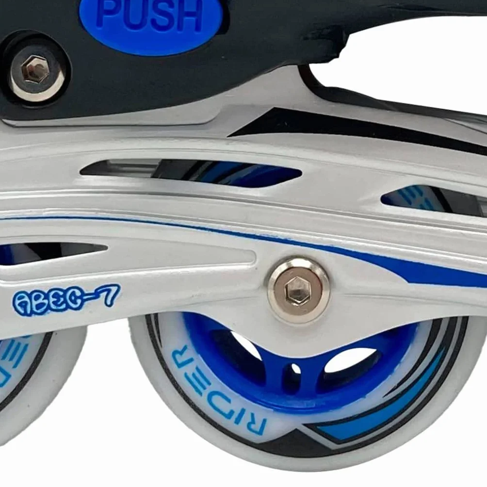 Kids Globe Street Rider Pattini in linea (pattini in linea) blu/nero, regolabili dalla taglia 33-36, telaio in alluminio abec7