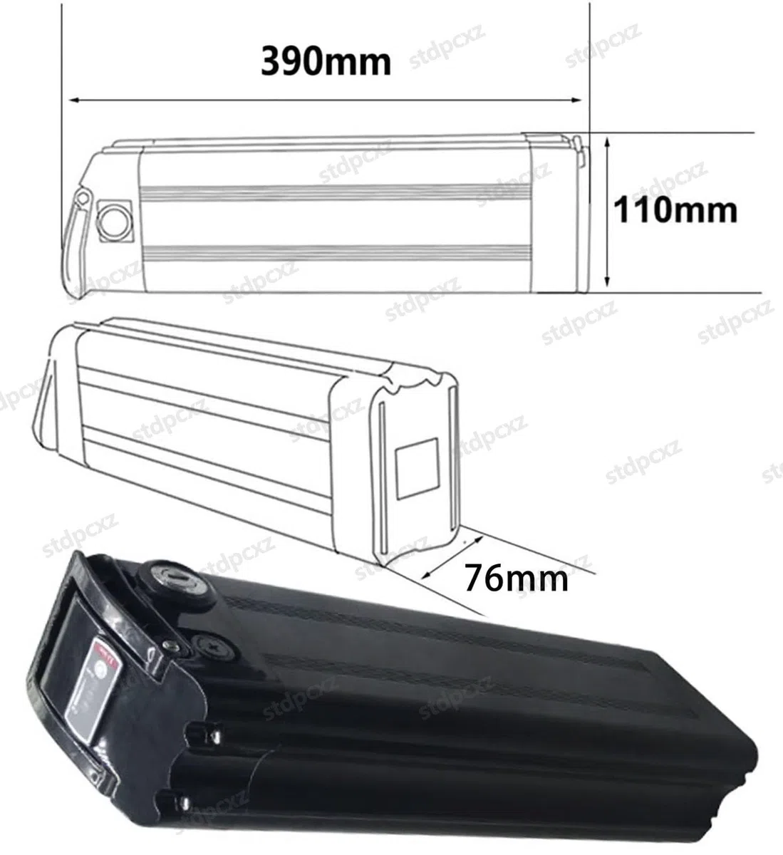 Batteria Per Bici Elettrica 36V 13AH Con Caricabatteria, Batteria Di Ricambio Agli Ioni Di Litio Da 36V, Batteria Al Litio Per Bici Elettrica 36V 13Ah, 4-pin