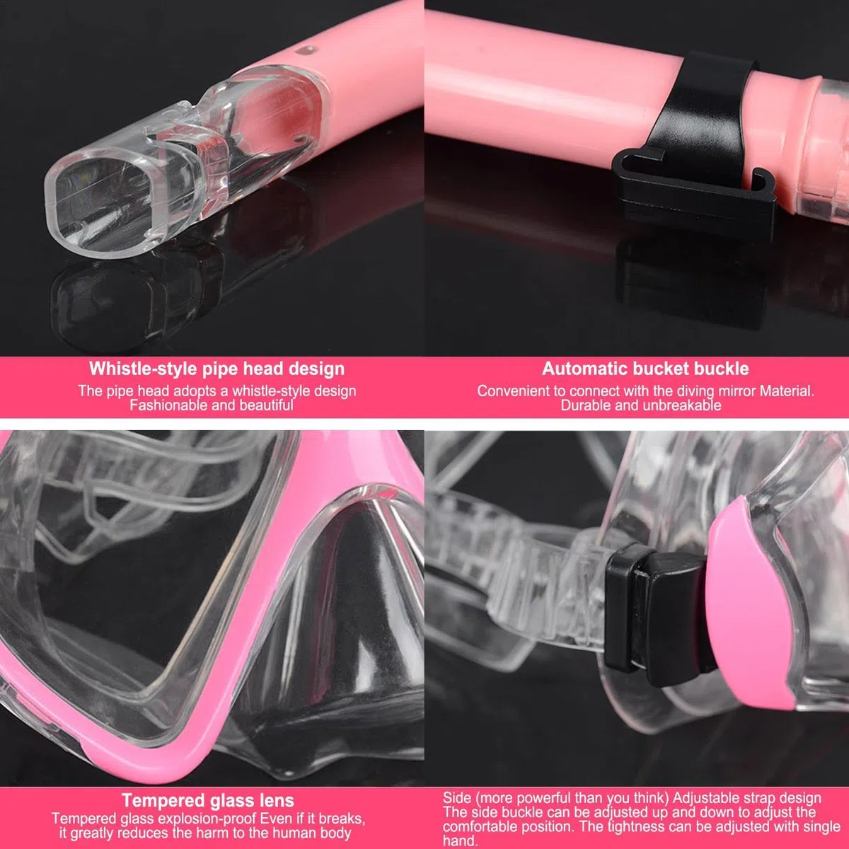 Set da snorkeling per adulti, maschera da nuoto per adulti, anti-perdite e anti-appannamento, attrezzatura professionale per snorkeling, vista panoramica, respirazione sicura
