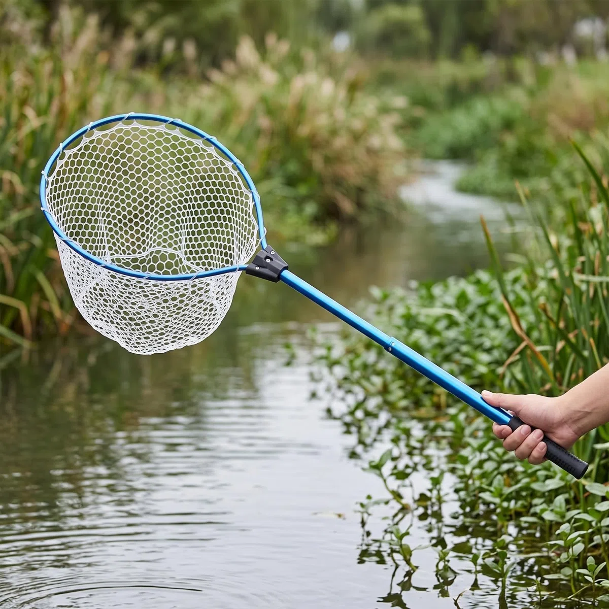 Rete da Pesca Atterraggio Guadino Telescopica Pieghevole con Asta in Lega di Alluminio Sacco in Silicone Antigancio Leggera Compatta Adatta a Pesca da