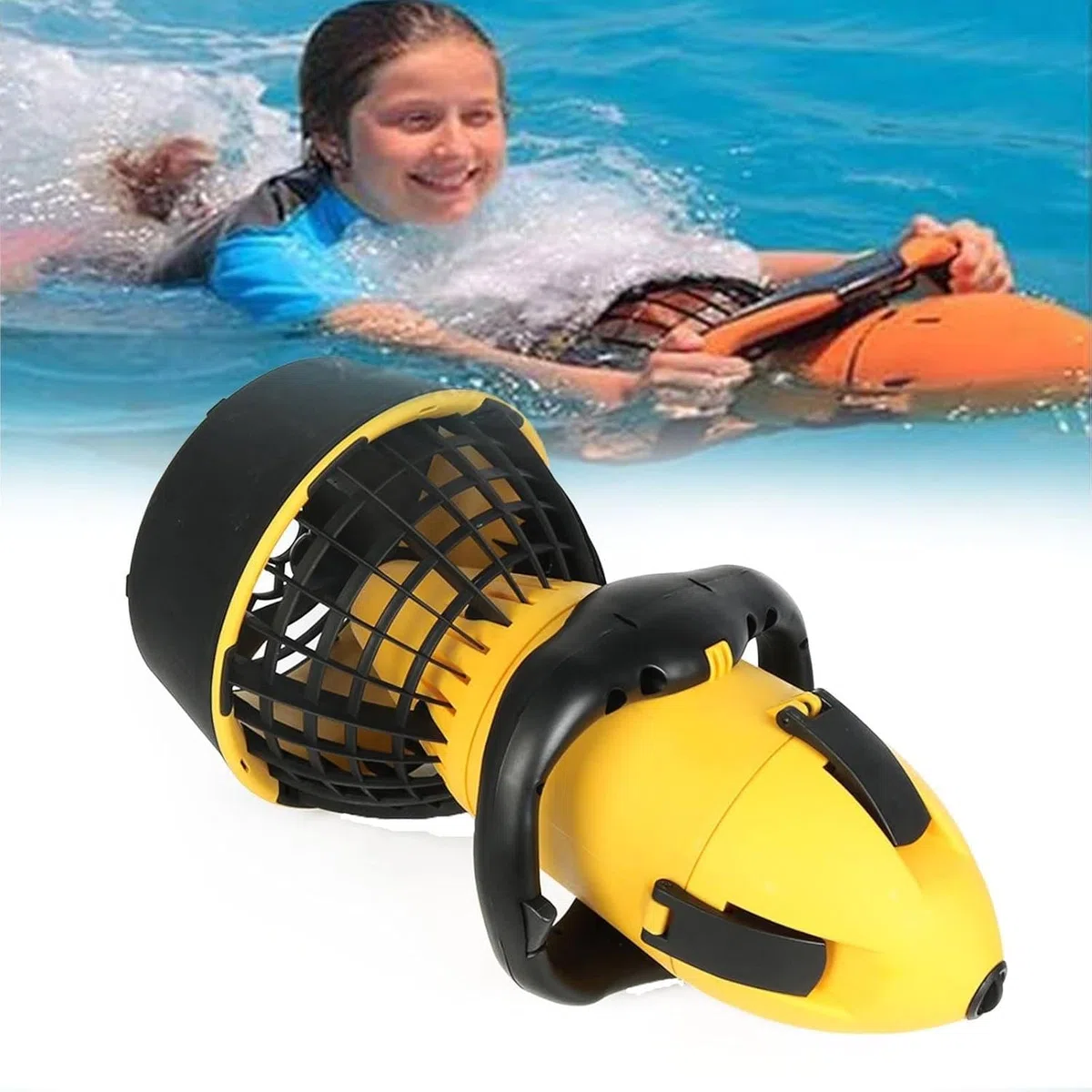 Booster per Nuoto subacqueo, Scooter Elettrico subacqueo da 500 W, Booster per Scooter subacqueo per Piscina per Sport Acquatici, Immersioni, Snorkeling e Avventure Marine,Yellow