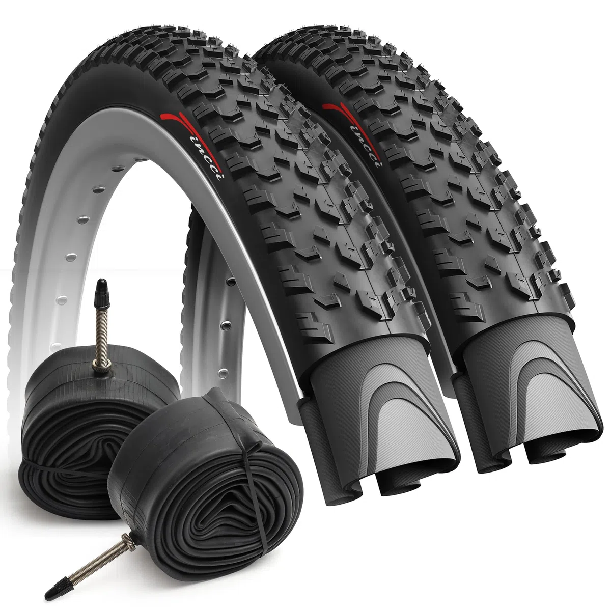 Fincci Copertone Mtb 27.5 - Set Pneumatici Pieghevole 27.5x2.10 Pollici 54-584 con 2 Presta Camera daria, Gomme Oncamp per bici da corsa, Strada, Mountain Bike, E Bicicletta, Confezione da 2 accessori