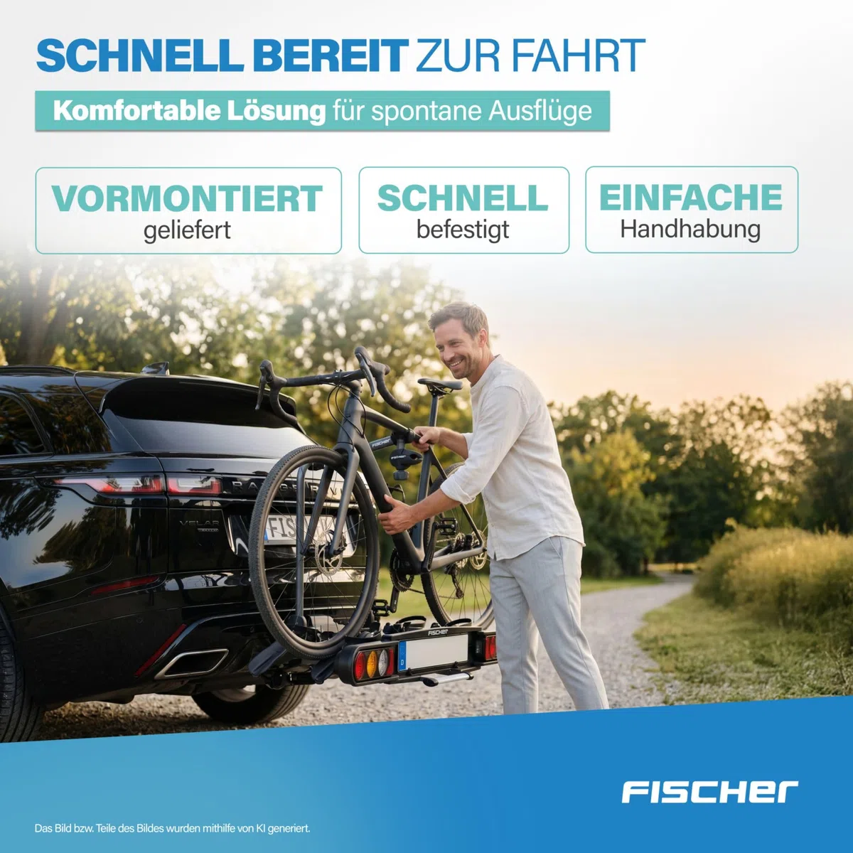 Fischer 126001 - Portabiciclette Proline Evo, per 2 biciclette o biciclette elettriche.