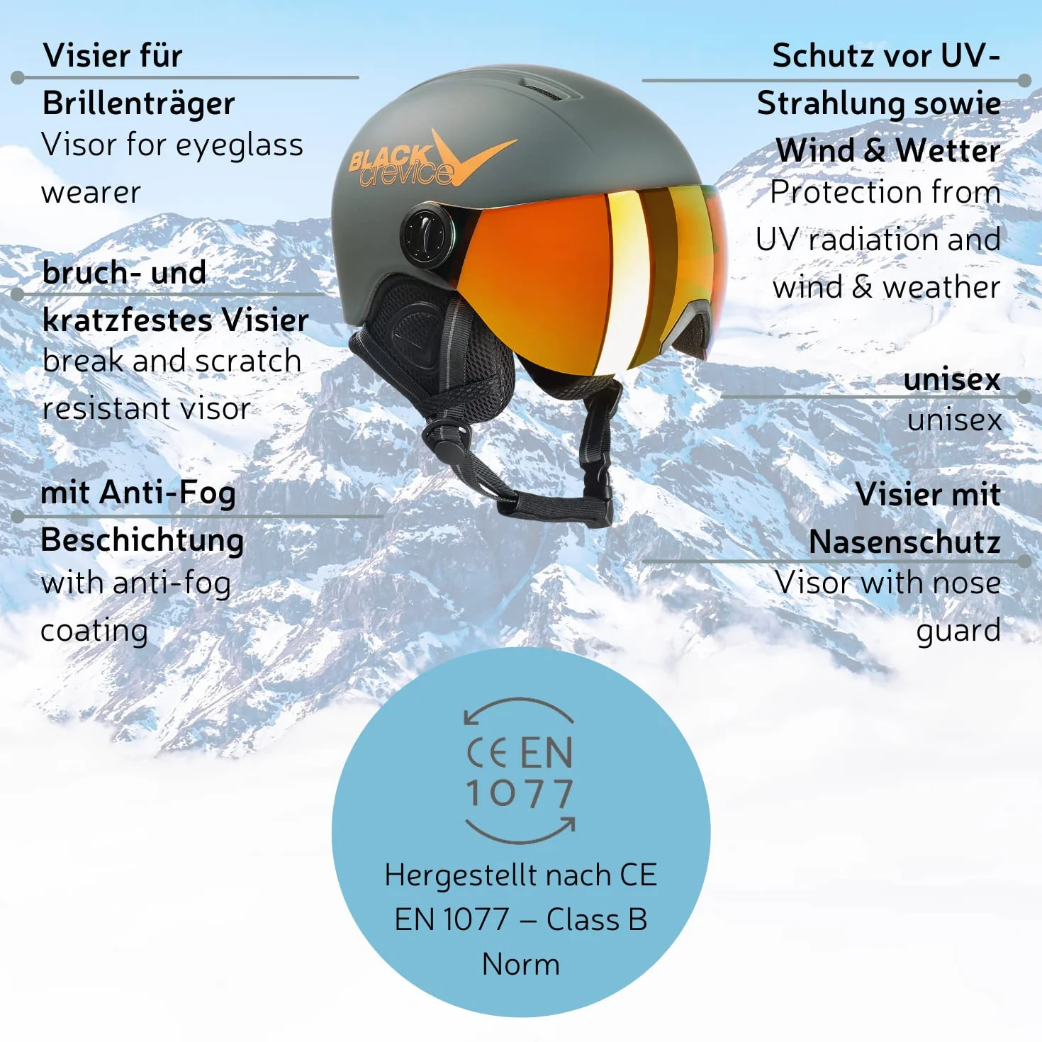 Black Crevice Leogang - Casco da Sci Unisex per Bambini