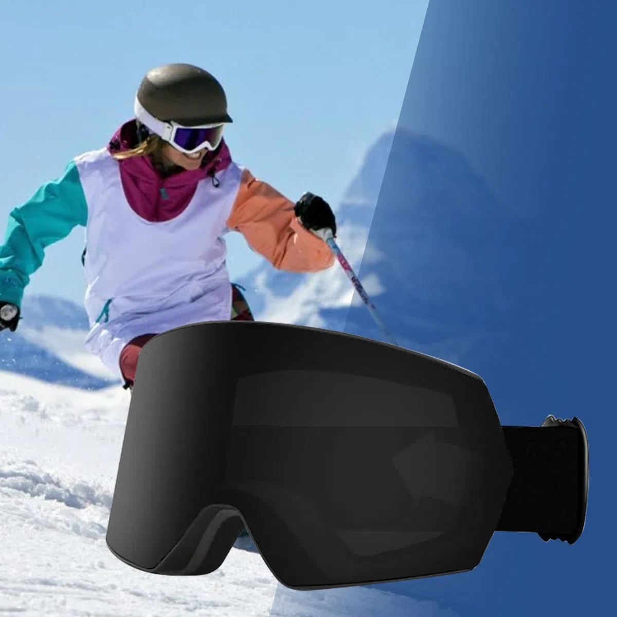 Genérico Occhiali da sci e snowboard, antivento, anti-appannamento, doppio strato, per bambini, ragazzi e ragazze