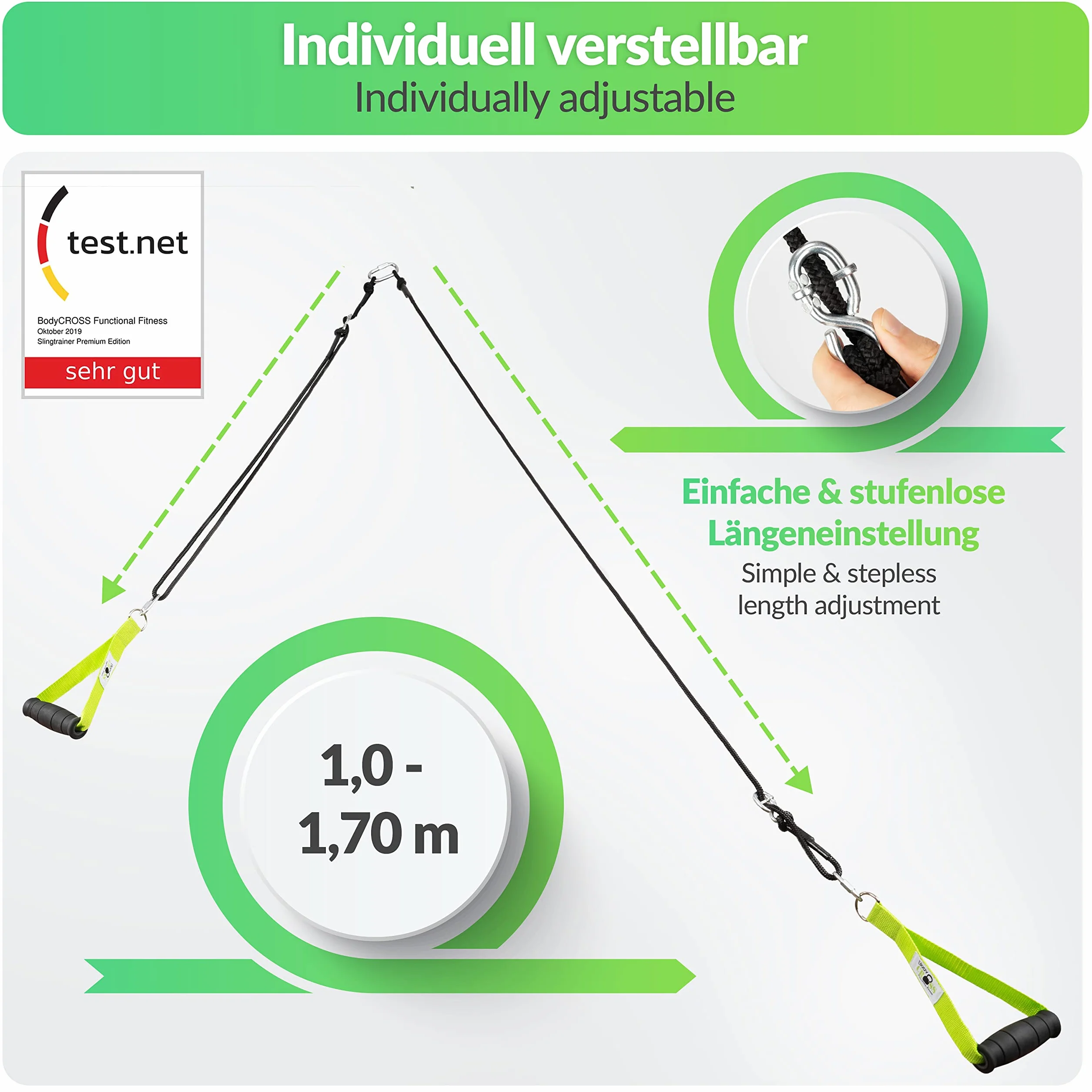 BodyCROSS Premium Original Sling Trainer – kit allenamento sospensione Professionale Completo | Alta Qualità Tedesca | Garanzia 10 Anni