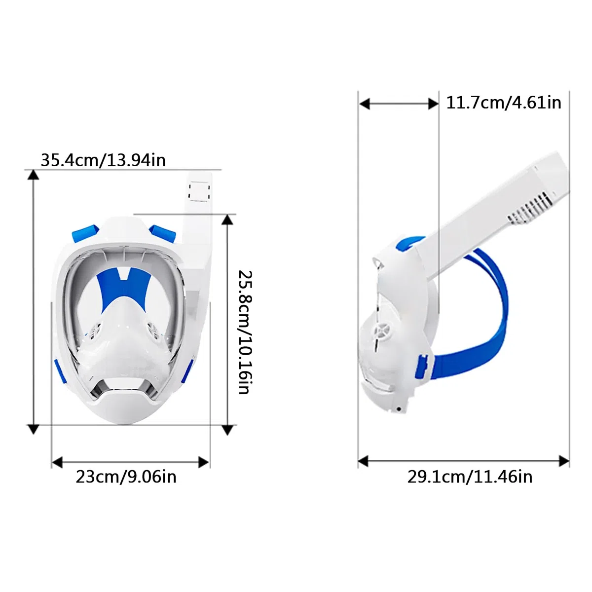 Maschera da Snorkeling Integrale, Maschera da Snorkeling Antiappannamento Superiore Asciutta per Adulti e Bambini
