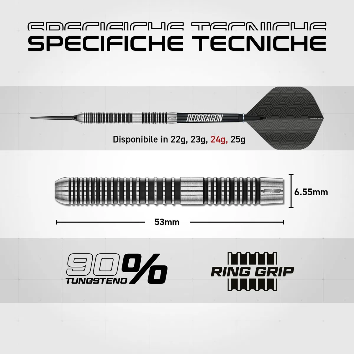 RED DRAGON Pegasus Switch Point – Powered by Winmau Darts | Punta in acciaio da 24 g | Set di freccette professionali all'80% in tungsteno | Esclusivo set di freccette Amazon con custodia