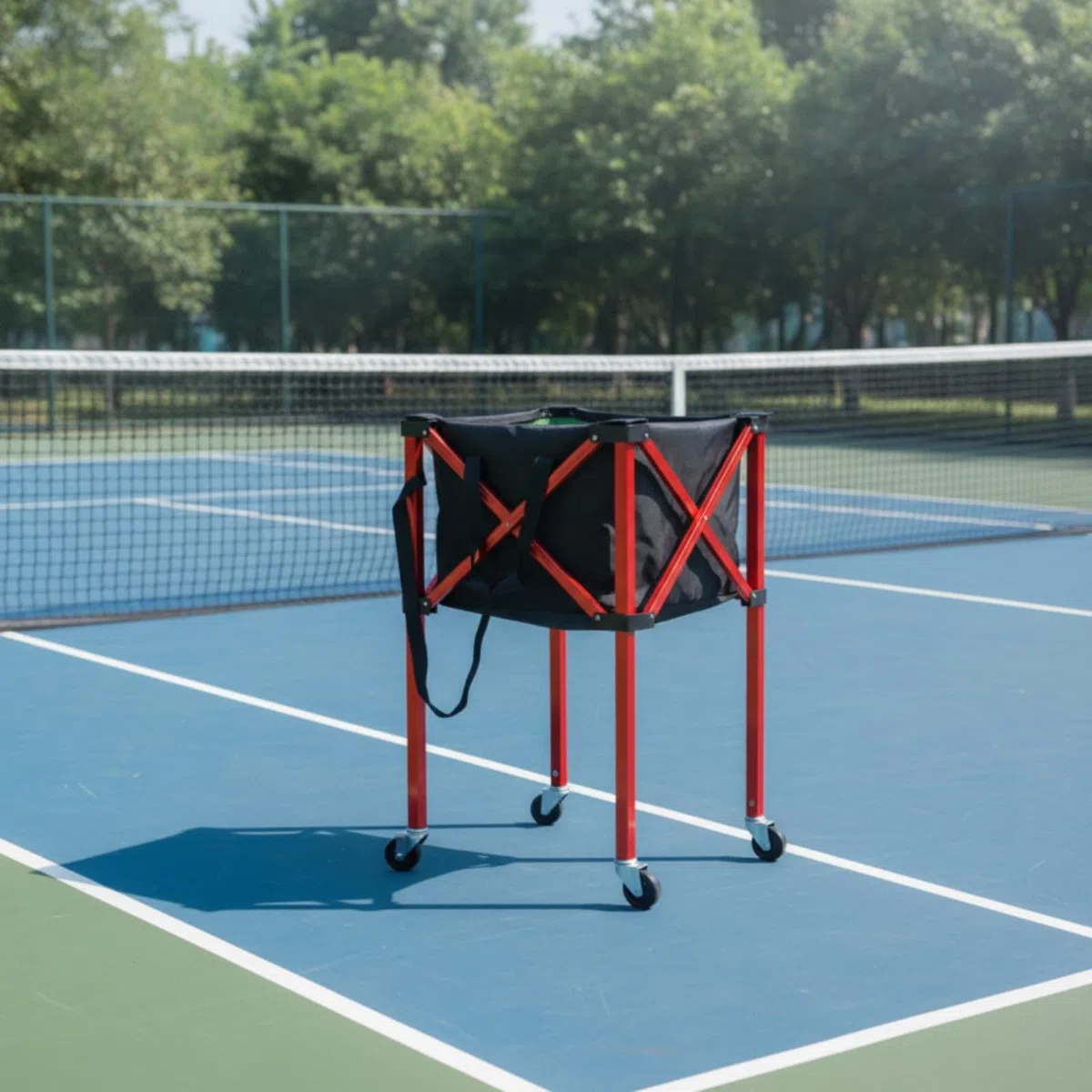 Carrello Porta Palline da Tennis Pieghevole Leggero Cestino Resistente Contenitore per Allenamenti, Tennis Cart Silver