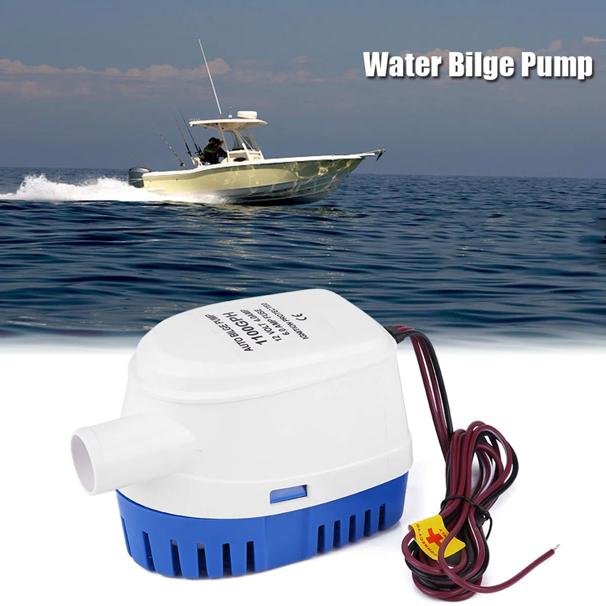 Pompa di sentina automatica 12 V, pompa di sentina con interruttore galleggiante, pompa elettrica sommersa piccola pompa liquida per acque reflue, per barche, stagni, yacht navi, RV 1100GPH
