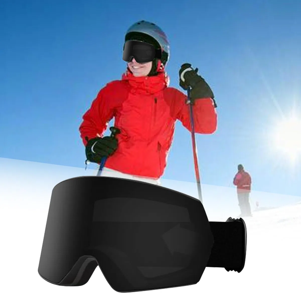 Genérico Occhiali da sci e snowboard, antivento, anti-appannamento, doppio strato, per bambini, ragazzi e ragazze
