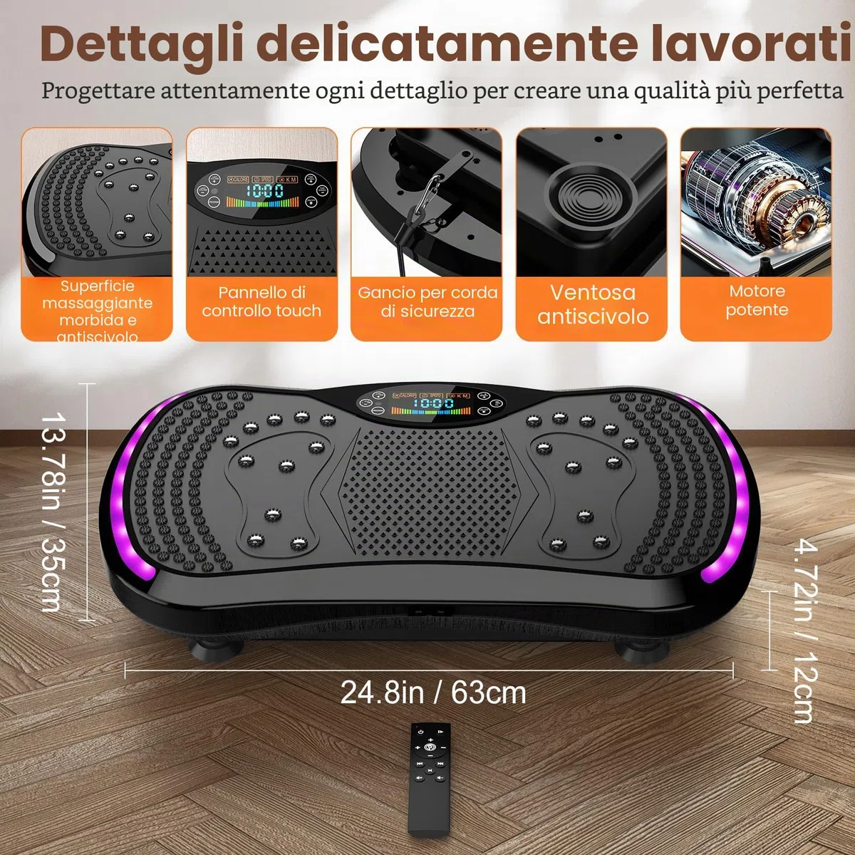 Pedana Vibrante Dimagrante Vibration Plate con 200 Livelli, 9 Programmi, Bluetooth, a Basso Rumore Fino a 200 kg per Circolazione Gambe, Ritenzione Idrica e Drenaggio Linfatico