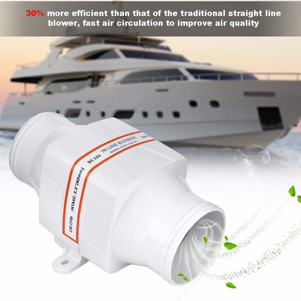 Ventilatore in linea, 75mm Ventola Estrazione Ventilatore del Condotto di Ventilazione per yacht, edifici, roulotte