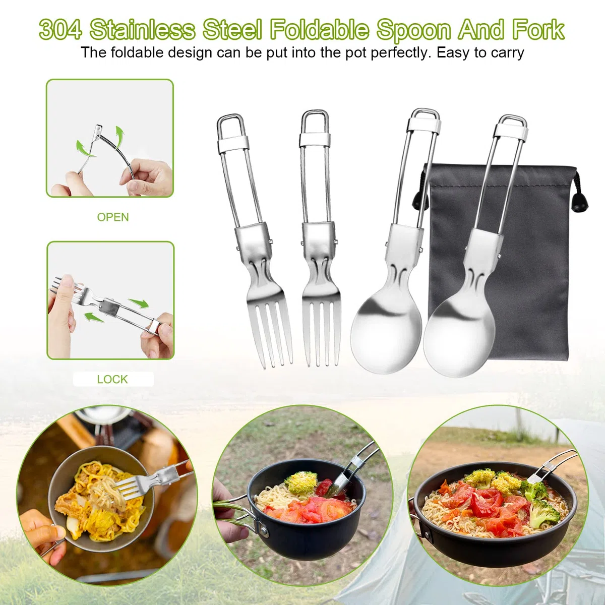 AUTOPkio Set di Pentole da Campeggio, 18 PCS Pentola e Padella Campeggio | Alluminio Fornello da Campeggio, Tazza, Posate Pieghevoli Stoviglie Campeggio per Picnic Trekking Escursionismo
