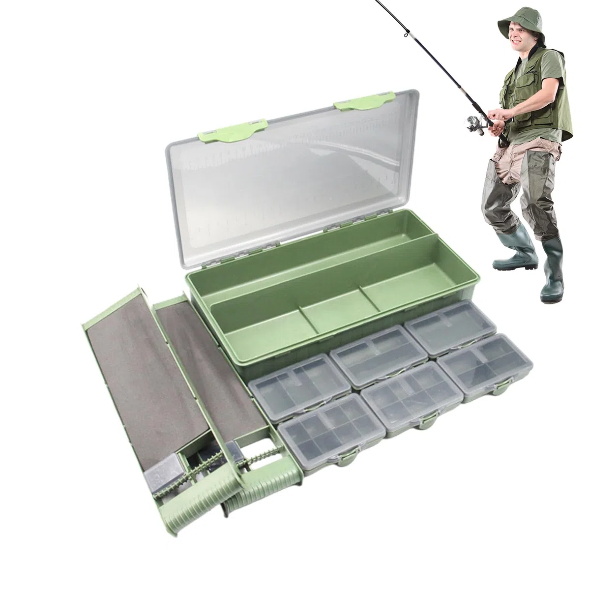 Cassetta Attrezzatura da Pesca 9 Pezzi Grande Capacità Coperchio | Organizzatore per Scatola da Pesca Per Appassionati, Principianti, , Uomini, Donne,