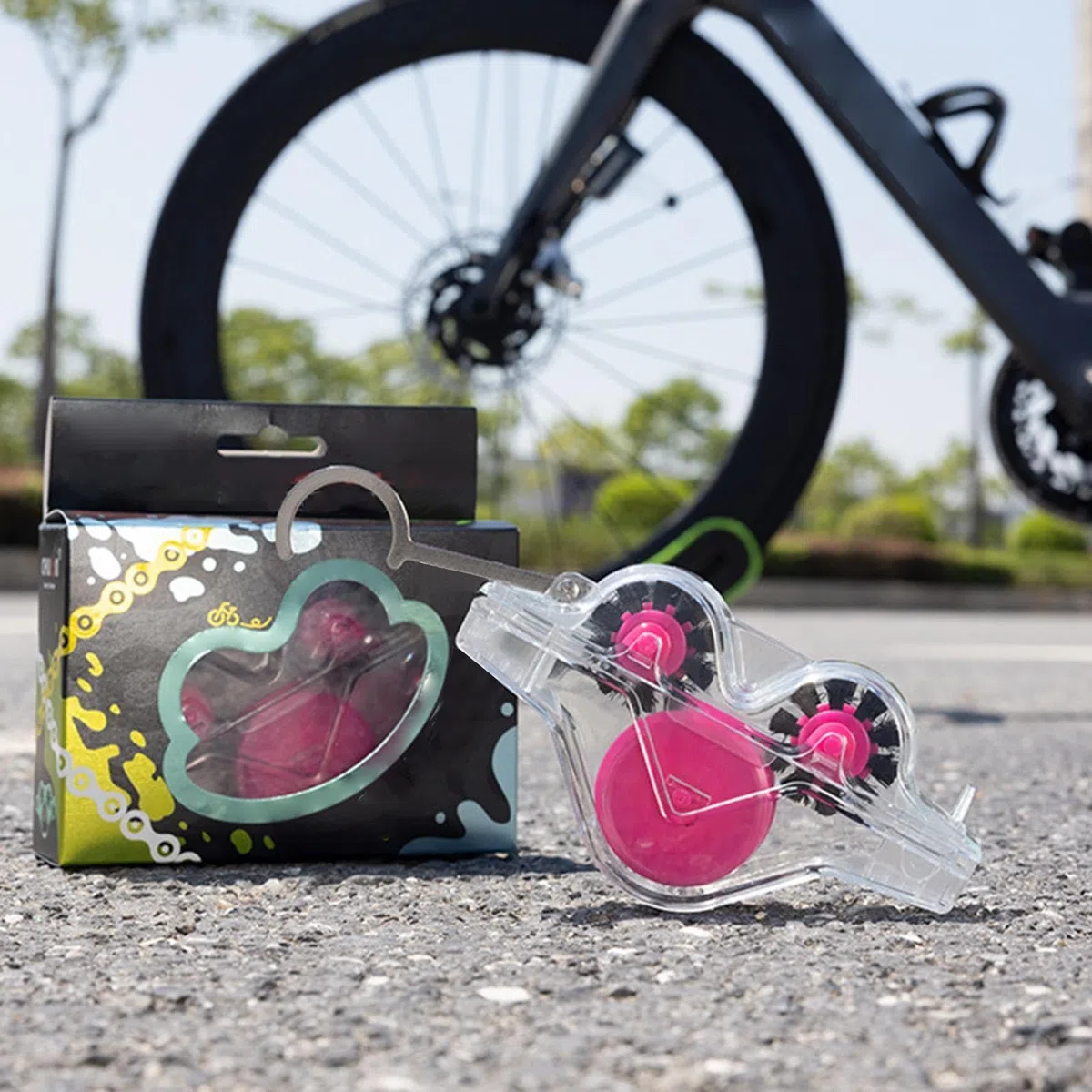 Pulitore per Catena di Bicicletta Spazzola per Bicicletta | Attrezzo Pulitore Catena per Bici Per Domestico Officina Garage Riparazioni Manutenzioni Ciclismo Strada e Montagna
