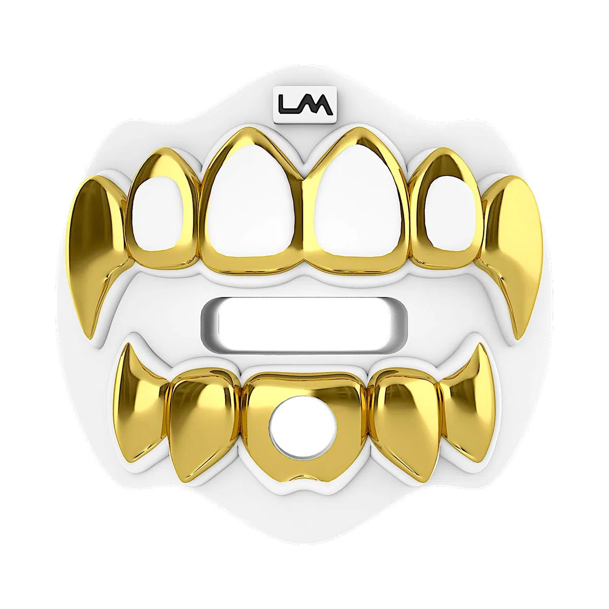Loudmouth - Paradenti 3D cromato, per adulti e ragazzi, per lo sport, massimo flusso d'aria, protezione labbra e denti (griglia 3D, cromato/oro)