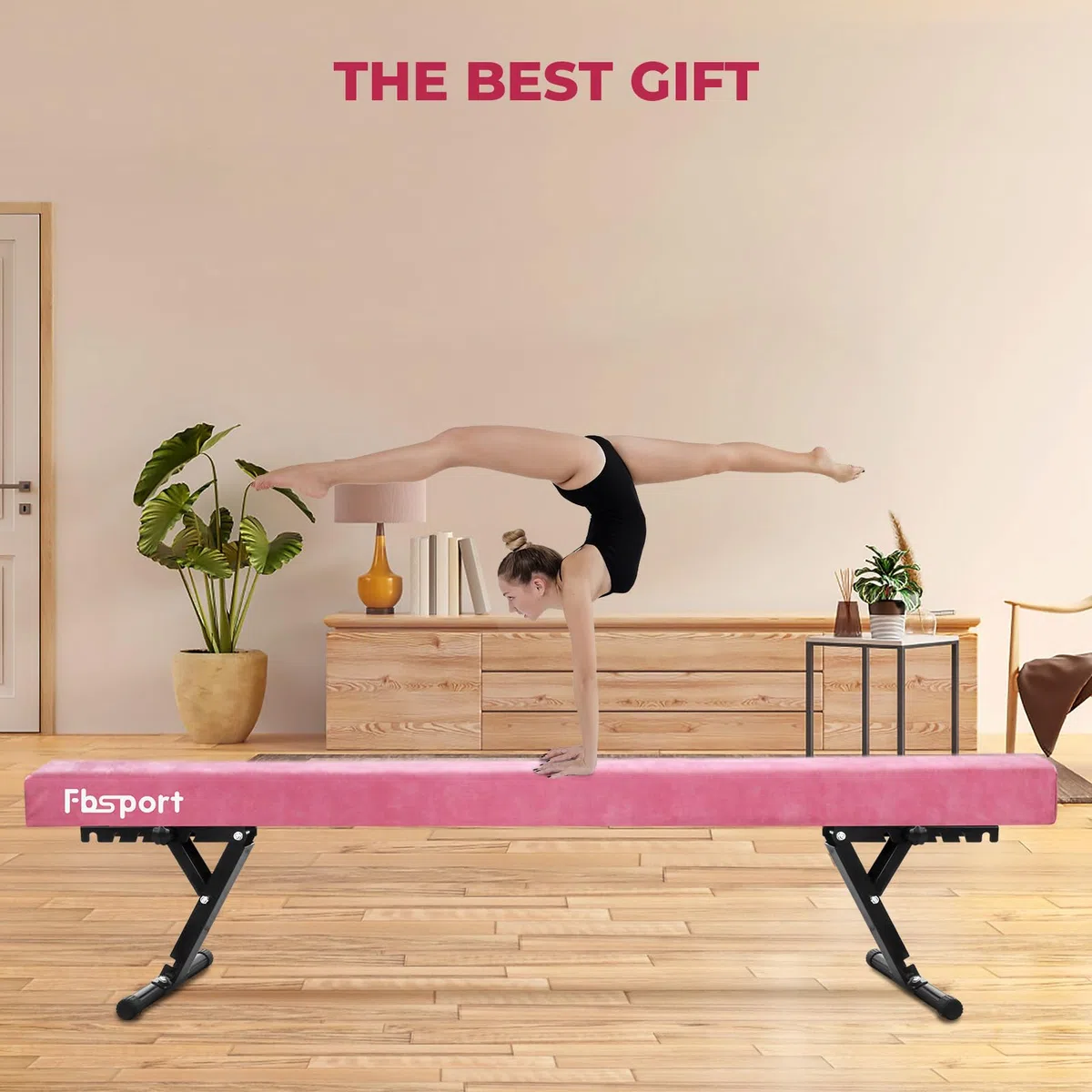 trave ginnastica artistica per casa Regolabile 244CM, 5 altezza regolabiletrave ginnastica trave di equilibrio ginnastica ad alto e basso livello Fascia da pavimento Altamente stabile per bambini