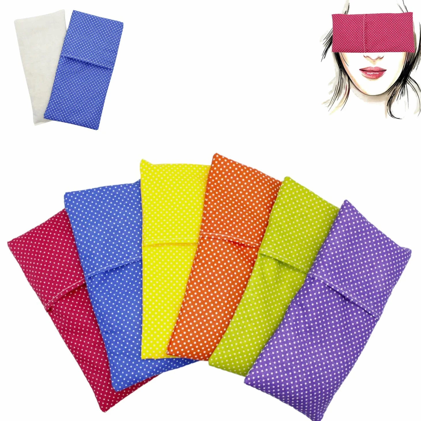 Cuscino per gli occhi "Pack 6 - colours" (contiene 6 interni e 6 fodere lavabili) | Semi di lavanda e riso | Yoga, Meditazione, rilassamento, riposo oculare.