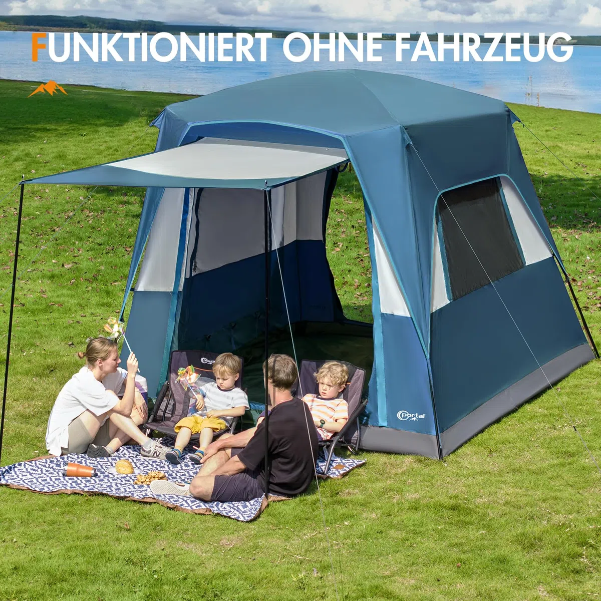 PORTAL Tenda posteriore 4-5 persone 2 in 1 Tenda auto con tenda da sole 305x245x220cm 2000mm impermeabile Tenda familiare Tenda da festival per auto Viaggi Campeggio