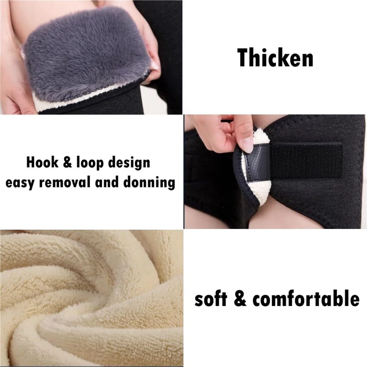 RUVOO Ginocchiere Palestra Calde Imbottiture for Ginocchia E Gambe Foderate in Peluche for Uomini E Donne for Lo Sci, Il Ciclismo, La Corsa Ginocchiera Sportiva