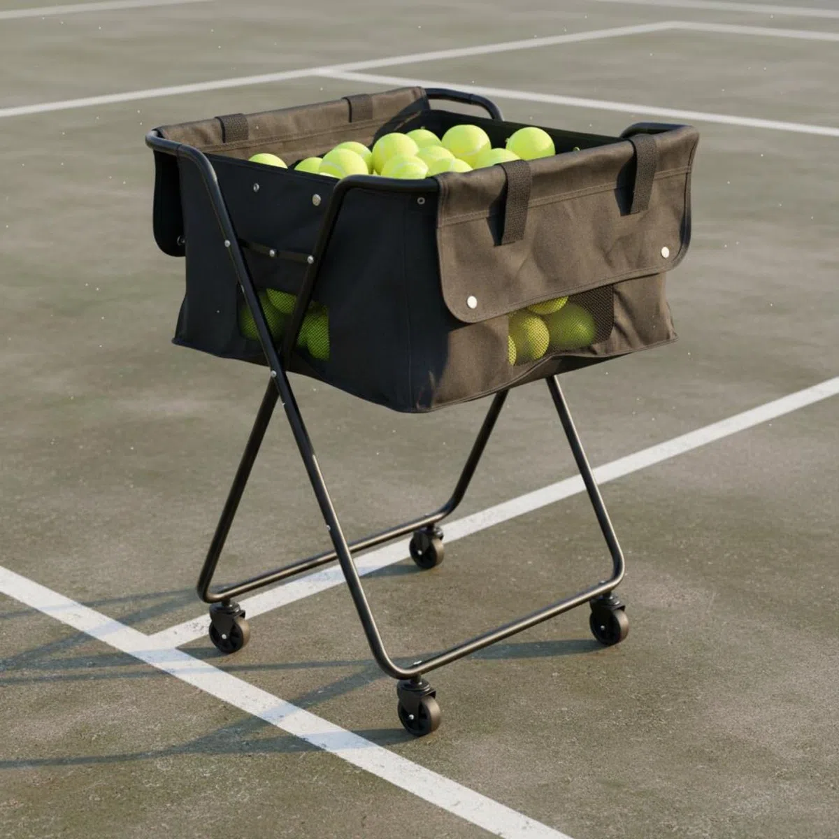 Carrello Raccogli Palline da Pickleball Grande Capacità Carrello Palline Tennis Pieghevole Struttura Robusta Attrezzatura Sportiva per Campo Sportivo