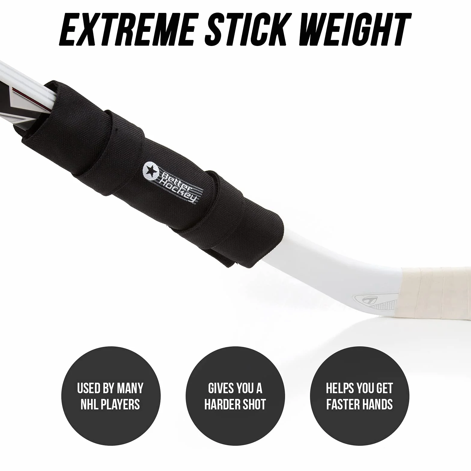 Better Hockey Extreme Pro Stick Weight – Aiuta a ottenere un colpo di hockey più duro e mani più veloci – pesi regolabili – due cinghie lo tengono in posizione per un uso sicuro – utilizzato dai