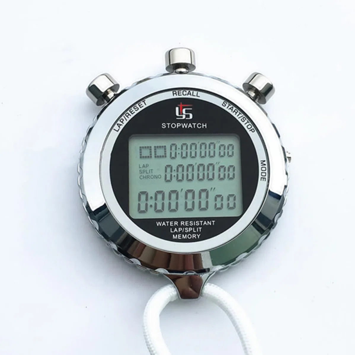 Cronometro Digitale in Acciaio Inox 3 Righe 120 Piste | Mostra Secondo Anno Mese Data e Giorno, Impostazione Timer, per Allenamento Atleti