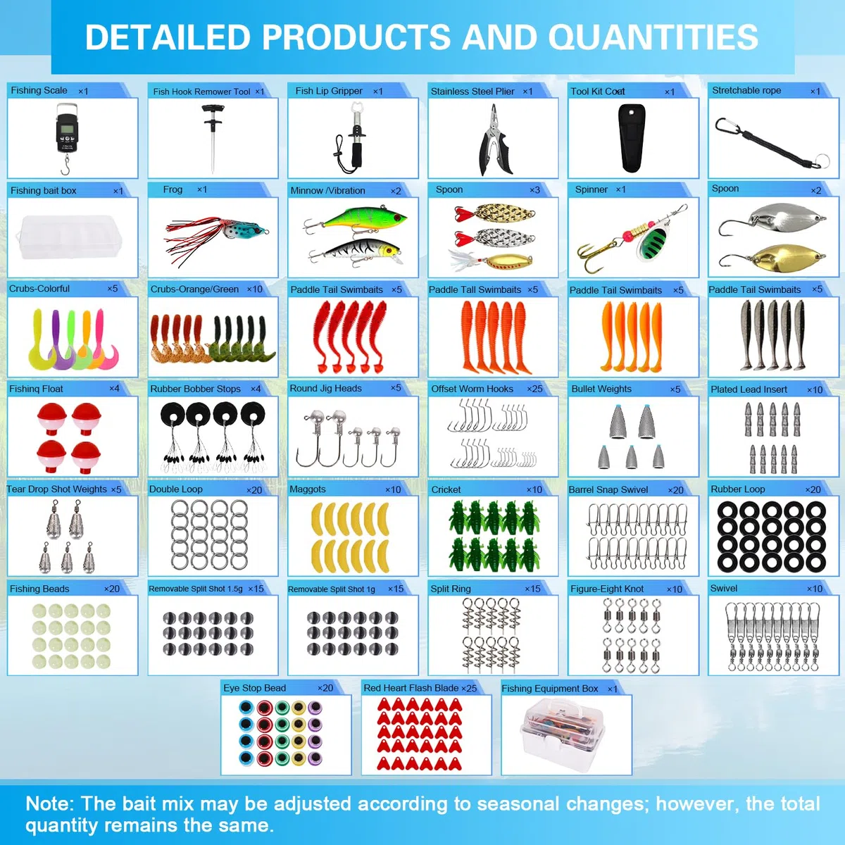 Kit da Pesca 213 Pezzi, Set Completo per Principianti ed Esperti con Cassetta Portabile, per Pesce Persico, Bluegill e Persico Trota