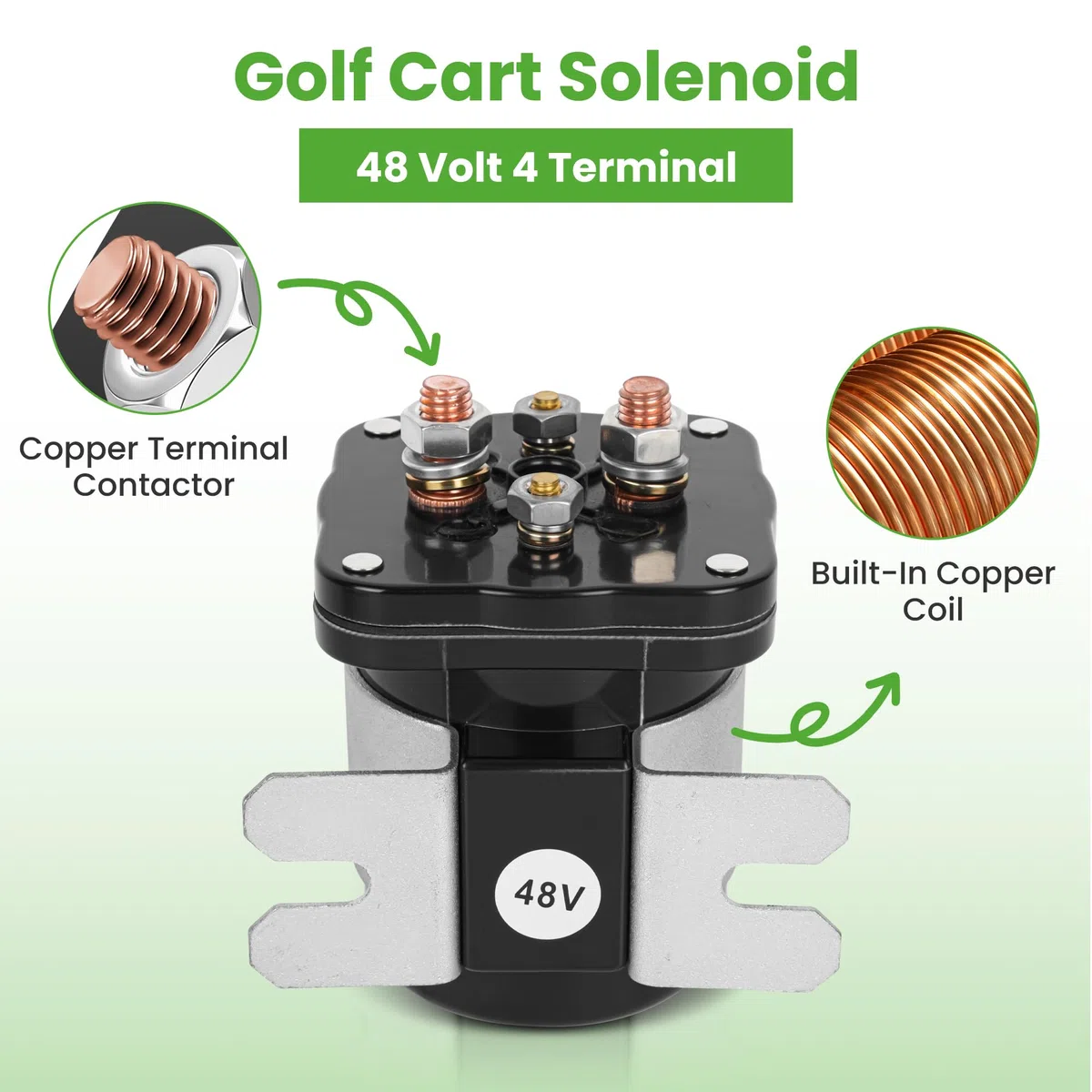 10L0L Solenoide da golf cart 48 Volt 4 terminali per EZGO Club Car Yamaha modello elettrico, solenoide di avviamento resistente serie #586, sostituisce 73231G01 101883601 JR1-H1950-00